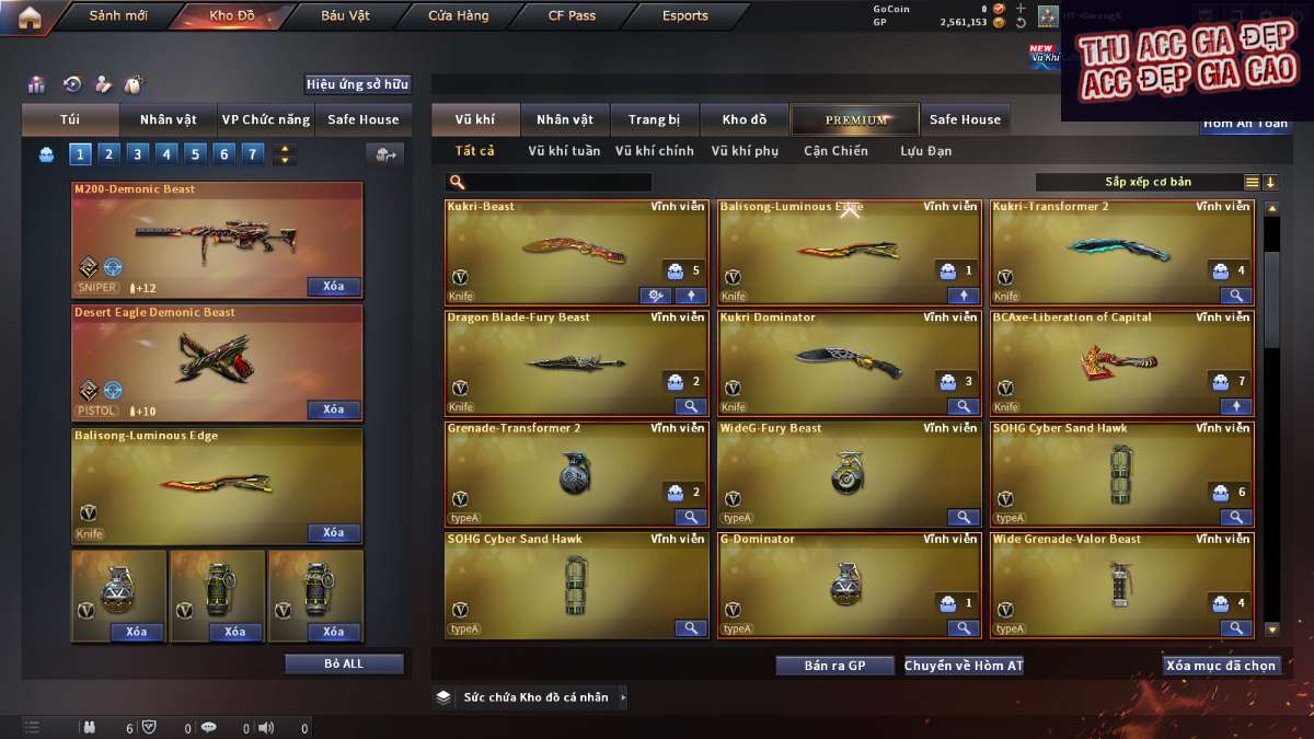 shop acc cf uy tin gia re